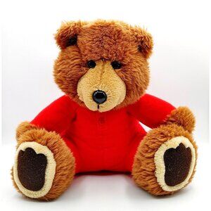 Dakin Long John Bear w/ Snap Bottom Red Pajamas Vintage 1988 Stuffed Teddy Bear